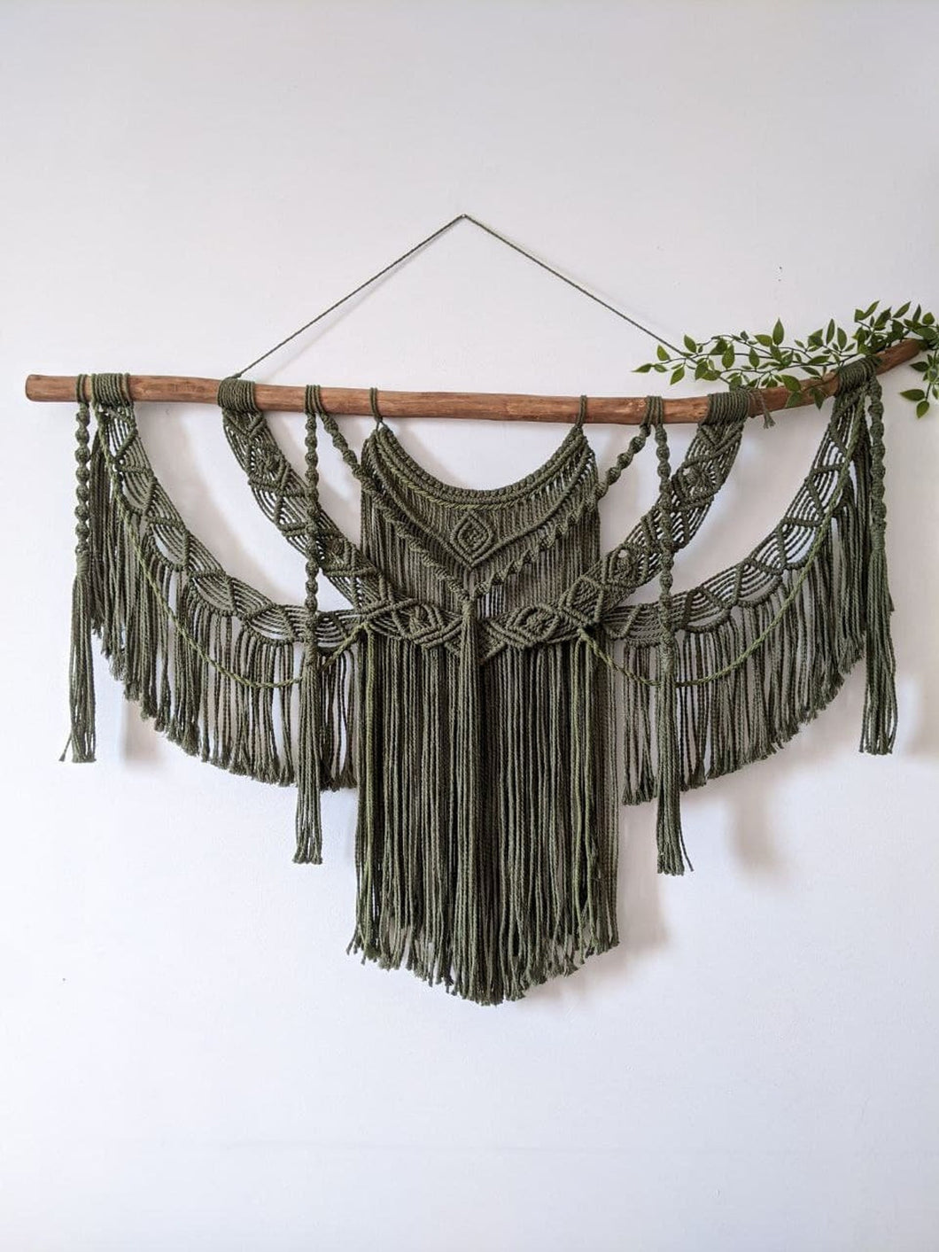 Large green macrame wall hanging Gina