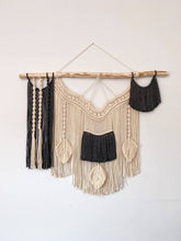 Load image into Gallery viewer, Large macrame black and white wall hanging Felix
