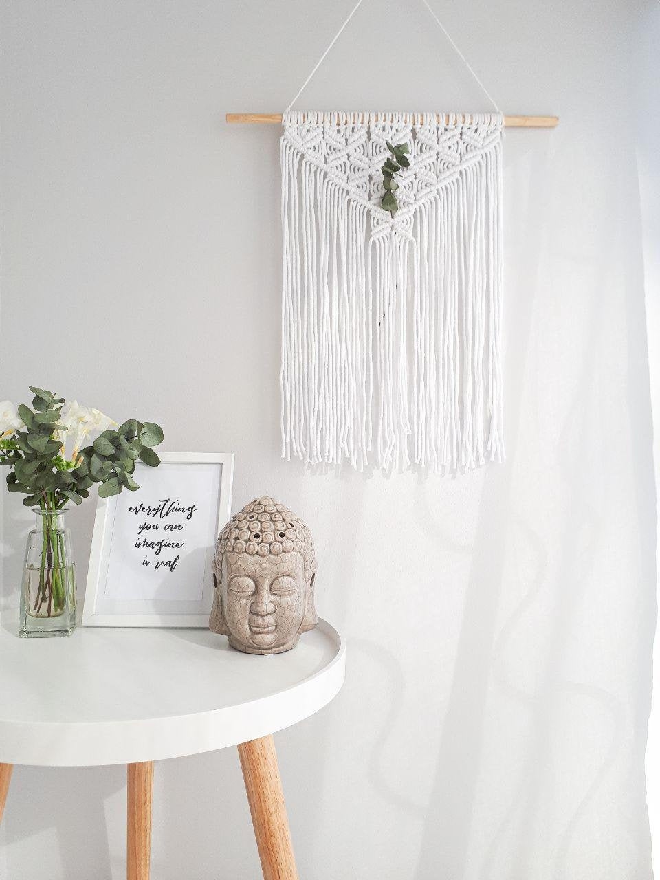 White small macrame wall hanging 