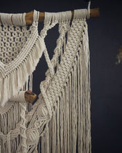 Load image into Gallery viewer, Large Macrame Backdrop, Macrame Wall Hanging with Tassels, Hanging wall decor, Nursery Wall Art, Nursery Decor, Long Macrame Wall Hanging
