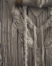 Load image into Gallery viewer, Large Macrame Backdrop, Macrame Wall Hanging with Tassels, Hanging wall decor, Nursery Wall Art, Nursery Decor, Long Macrame Wall Hanging
