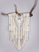 Load image into Gallery viewer, Unique Macrame Wall Hanging on Deer Horns, Macrame Wall Art, Macrame Decor, Woven Tapestry, Farmhouse decor, Country House Decor, Gift Idea
