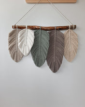 Load image into Gallery viewer, Colored Macrame Feathers Peggy Green and Grey
