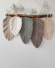 Load image into Gallery viewer, Colored Macrame Feathers Peggy Green and Grey
